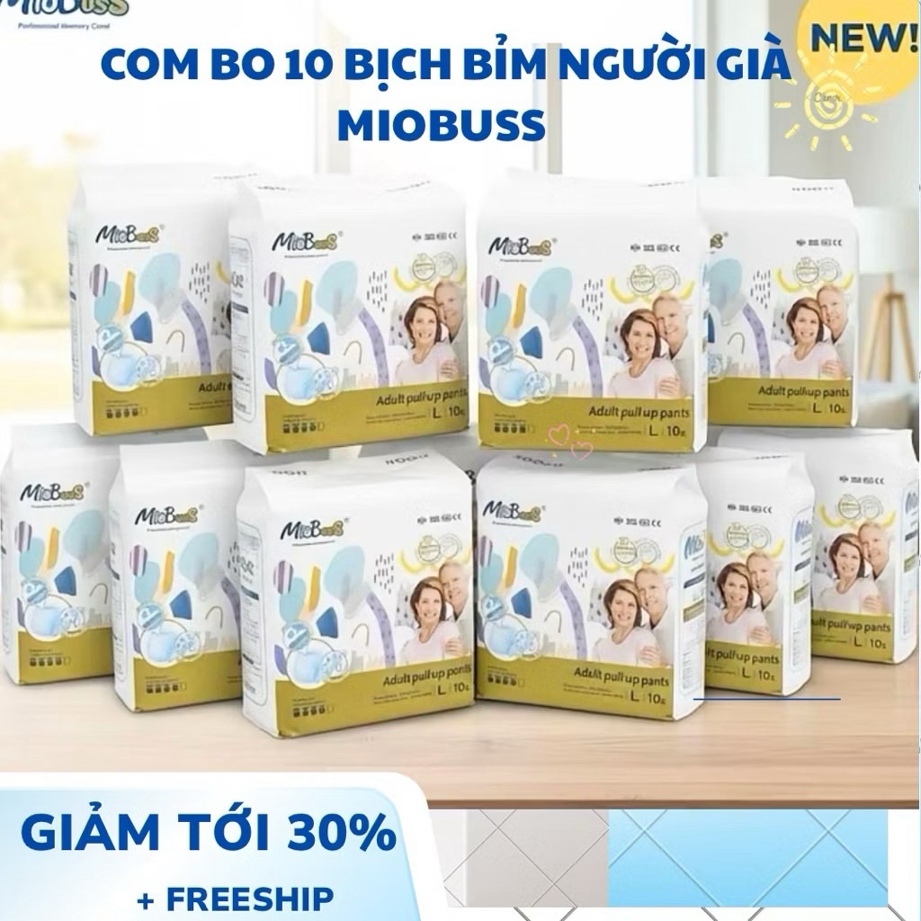 Combo 100 miếng  bỉm quần người già Miobuss đủ size M/L/XL cho người 35-80kg, thấm hút tốt