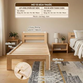 Giường Ghép Trẻ Em 2m Có Đầu Giường | Giường Mở Rộng cho Bé với Giường Bố Mẹ, Gỗ Thông Mới