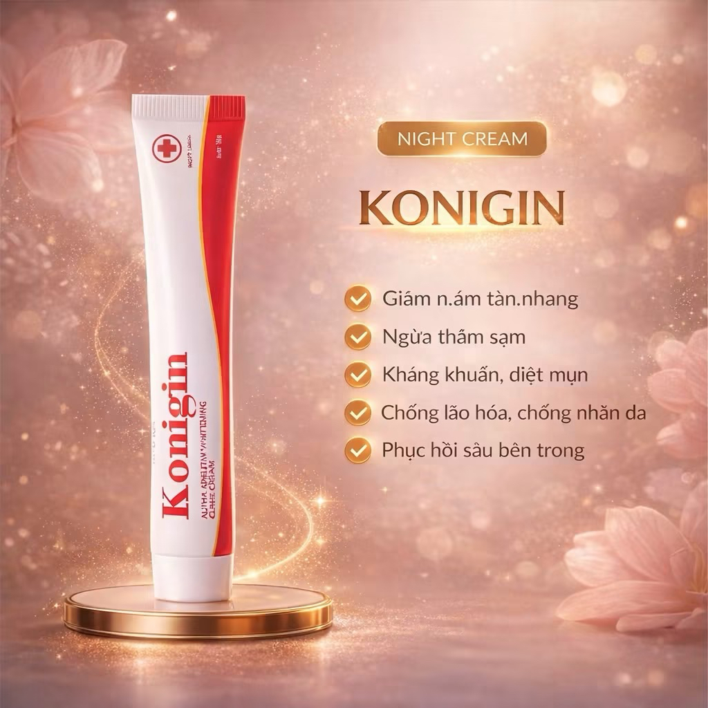 Kem Nám Mờ Thâm Konigin  Dưỡng Trắng, Cấp Ẩm, Phục Hồi & Làm Đều Màu Da Tuýp 22g