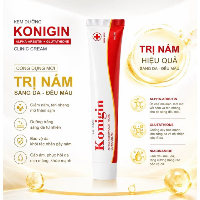 Kem Nám Mờ Thâm Konigin  Dưỡng Trắng, Cấp Ẩm, Phục Hồi & Làm Đều Màu Da Tuýp 22g