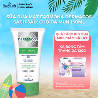Dermacos Sữa Rửa Mặt Sạch Sâu, Cho Da Mụn Chứa Bùn Hoạt Tính Farmona Dermacos AntiAcne Deep Cleansing Gel 150ml