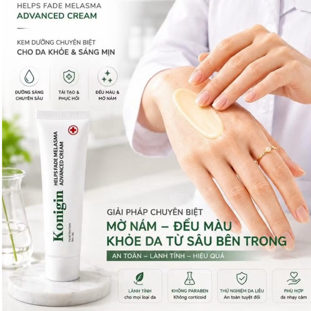 Kem Dưỡng Trắng Da Konigin Cấp Ẩm Sâu, Làm Sáng Da, Giảm Sạm Nám, Phục Hồi Da Khỏe Mịn Tuýp 30g