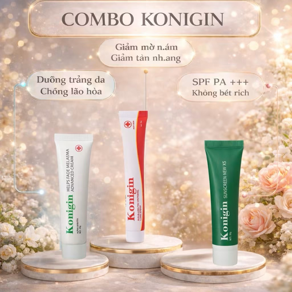 Kem Nám Konigin Dưỡng Trắng Da, Giảm Thâm Sạm, Cấp Ẩm Phục Hồi Da Bộ 3 Món