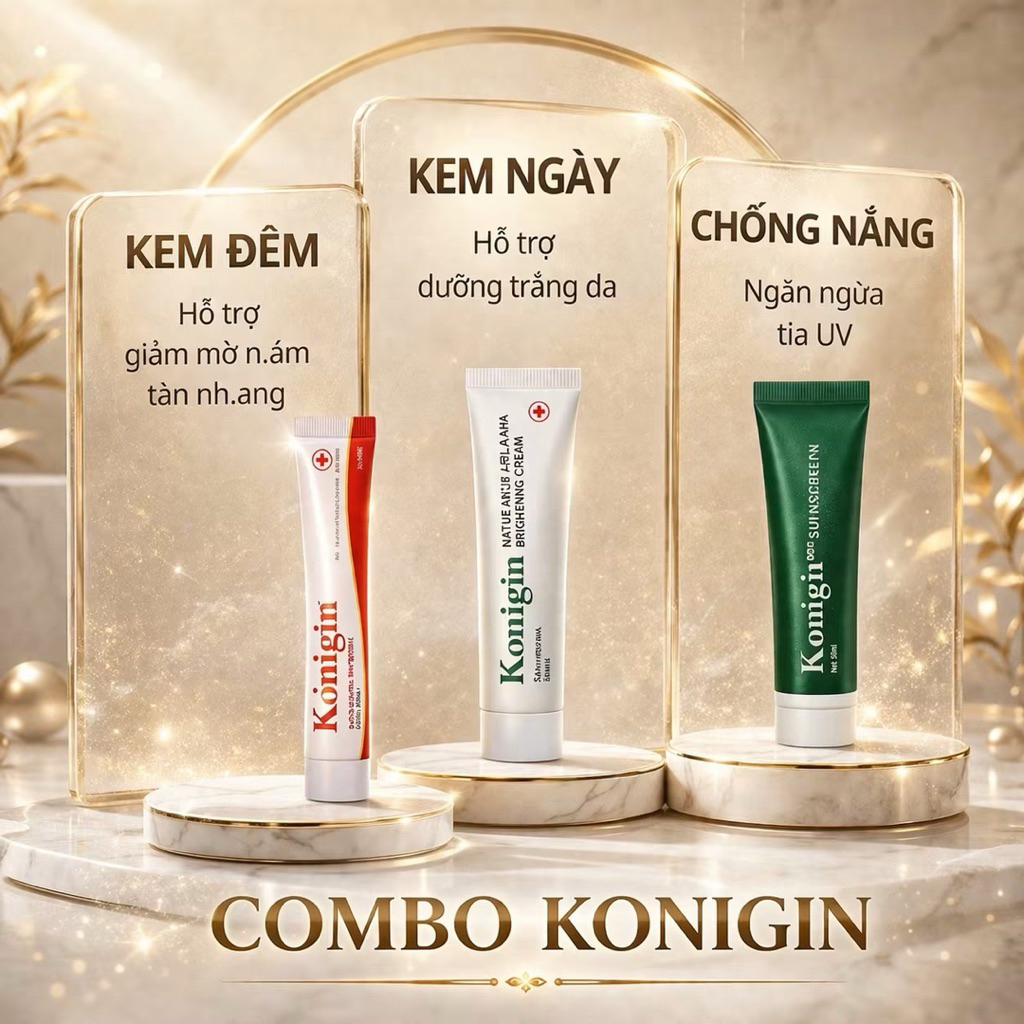 Kem Nám Konigin Dưỡng Trắng Da, Giảm Thâm Sạm, Cấp Ẩm Phục Hồi Da Bộ 3 Món