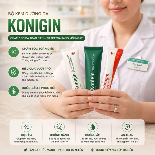 Kem Nám Konigin Dưỡng Trắng Da, Giảm Thâm Sạm, Cấp Ẩm Phục Hồi Da Bộ 3 Món