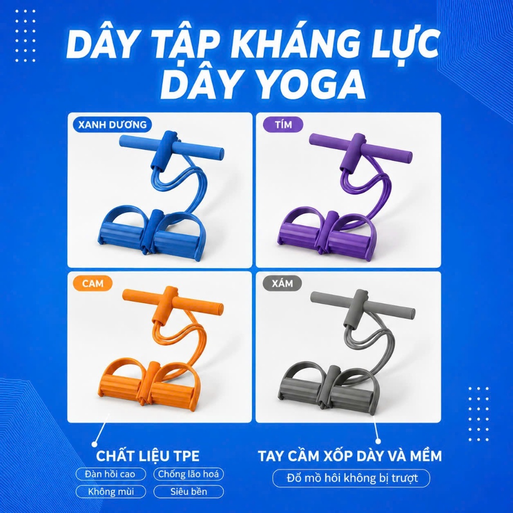 Dây Kháng Lực Tập Bụng HoangNam Living – Dây Kéo Đàn Hồi 4/6 Ống Hỗ Trợ Giảm Mỡ, Định Hình Vóc Dáng Tại Nhà