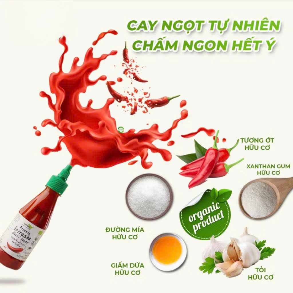Tương Ớt Sriracha Hữu Cơ LumLum 250g Thái Lan. Organic Sriracha Chili Sauce