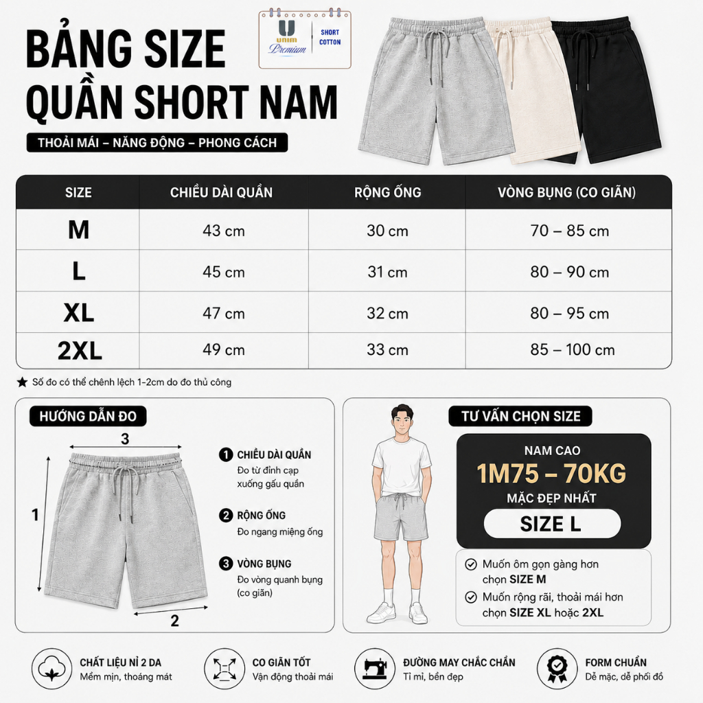 Quần Short ADLV Vải Cotton 2 Da Cao Cấp Form Unisex Không Xù Mẫu Mới Unim Store - QSADLV
