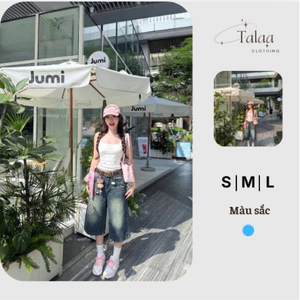 Quần Ngố Jean Form Rộng Trên Gối Thêu Túi Sau Cá Tính Và Dễ Phối Đồ Talaa Clothing TL019