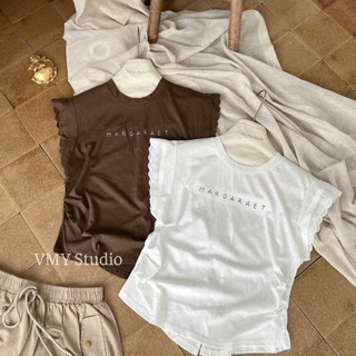 VMY Studio - Áo thun pha cổ ren co dãn ôm body xinh xắn, áo tay lỡ ren in chữ trước ngực trẻ trung QCL1 nữ