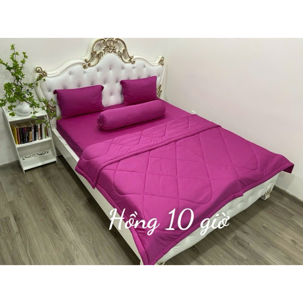bộ ga thun lạnh 4 món 1m2 và 1m4 HỒNG 10 GIỜ (Không kèm chăn, áo ôm cột dây)