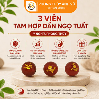 3 viên tam hợp dần ngọ tuất chất liệu mã não đỏ đã khai quang - size 8 10 12ly - may mắn tài lộc