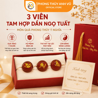 3 viên tam hợp dần ngọ tuất chất liệu mã não đỏ đã khai quang - size 8 10 12ly - may mắn tài lộc
