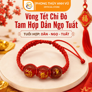 Vòng chỉ đỏ mix 3 viên tam hợp dần ngọ tuất đã khai quang điểm nhãn - mang lại may mắn tài lộc
