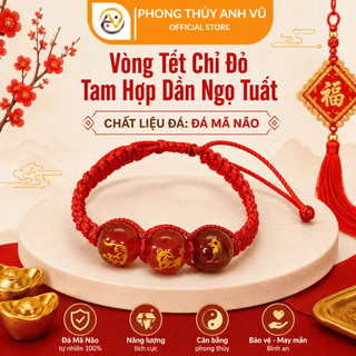 Vòng chỉ đỏ mix 3 viên tam hợp dần ngọ tuất đã khai quang điểm nhãn - mang lại may mắn tài lộc