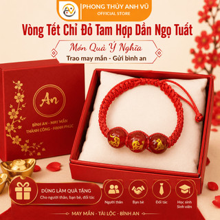 Vòng chỉ đỏ mix 3 viên tam hợp dần ngọ tuất đã khai quang điểm nhãn - mang lại may mắn tài lộc