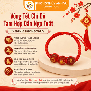 Vòng chỉ đỏ mix 3 viên tam hợp dần ngọ tuất đã khai quang điểm nhãn - mang lại may mắn tài lộc