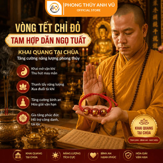Vòng chỉ đỏ mix 3 viên tam hợp dần ngọ tuất đã khai quang điểm nhãn - mang lại may mắn tài lộc