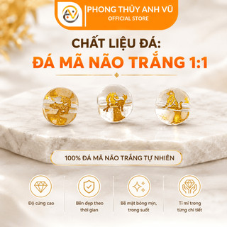 3 viên tam hợp dần ngọ tuất chất liệu mã não trắng đã khai quang - size 8 10 12ly - may mắn tài lộc
