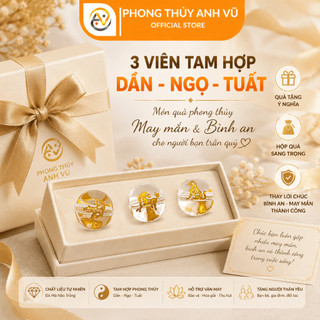 3 viên tam hợp dần ngọ tuất chất liệu mã não trắng đã khai quang - size 8 10 12ly - may mắn tài lộc