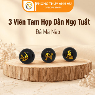 3 viên tam hợp dần ngọ tuất chất liệu mã não đã khai quang - size 8 10 12ly - may mắn tài lộc