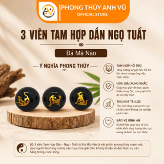 3 viên tam hợp dần ngọ tuất chất liệu mã não đã khai quang - size 8 10 12ly - may mắn tài lộc