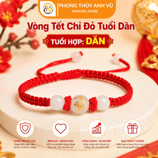 Vòng tay chỉ đỏ tuổi dần - chất liệu chỉ đỏ mix đá mã não - có khai quang điểm nhãn may mắn tài lộc