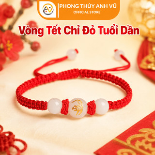 Vòng tay chỉ đỏ tuổi dần - chất liệu chỉ đỏ mix đá mã não - có khai quang điểm nhãn may mắn tài lộc
