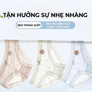 Sét 10 quần lót nữ ren tơ 7A xuyên thấu, diệt nổi hình trái tim mềm mỏng, thoáng mát MELYN-FW LR271