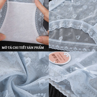 Sét 10 quần lót nữ ren tơ 7A xuyên thấu, diệt nổi hình trái tim mềm mỏng, thoáng mát MELYN-FW LR271