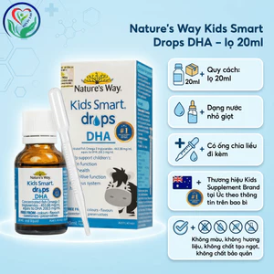 Nature’s Way Kids Smart Drops DHA 20ml bổ sung DHA Omega-3 cho bé, hỗ trợ não bộ và mắt