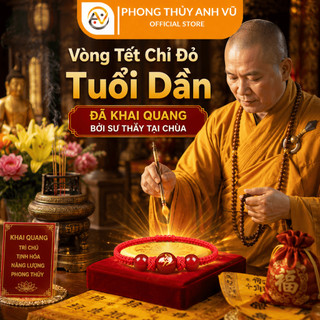 Vòng tết chỉ đỏ tuổi dần mix đá mã não - may mắn tài lộc bình an - Phong Thủy Anh Vũ