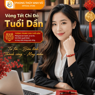 Vòng tết chỉ đỏ tuổi dần mix đá mã não - may mắn tài lộc bình an - Phong Thủy Anh Vũ