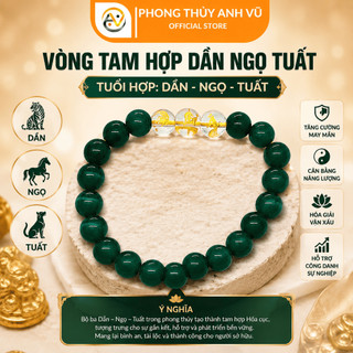 Vòng tay tam hợp quý thần dần ngọ tuất đã khai quang - Size 8ly - May mắn tài lộc bình an
