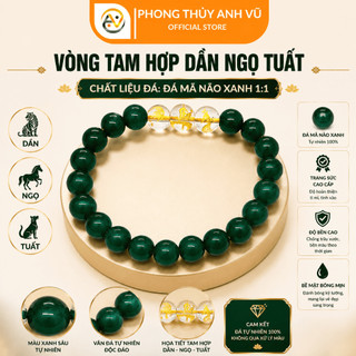 Vòng tay tam hợp quý thần dần ngọ tuất đã khai quang - Size 8ly - May mắn tài lộc bình an