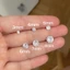 Bông tai nữ nụ đính đá zircon lấp lánh basic