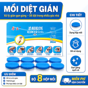 Mồi Xử Lý Gián Dạng Hộp 8 Viên|Thiết Kế Nhỏ Gọn|Dễ Đặt Góc Bếp,Nhà Tắm,Gầm Tủ