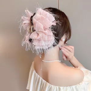 Kẹp tóc tua rua ánh lụa – kẹp tóc nữ mềm mại, giữ tóc chắc, phong cách thanh lịch Hàn Quốc