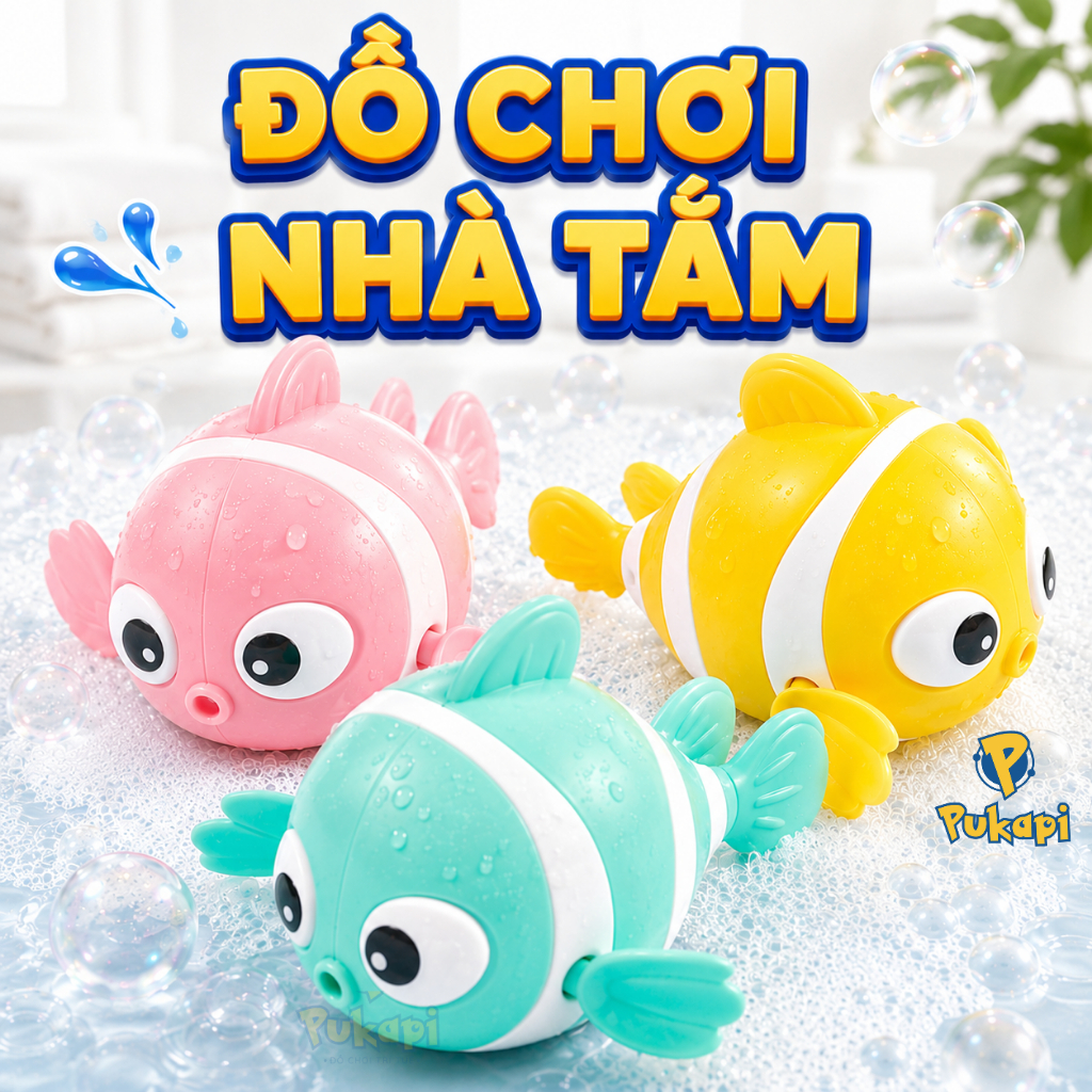 Đồ Chơi Nhà Tắm Cá Hề Vặn Cót Chú Cá Hề Nhiều Màu Sắc Đồ Chơi Dưới Nước Vui Nhộn Đáng Yêu Cho Bé - Đồ Chơi Cho Bé PUKAPI