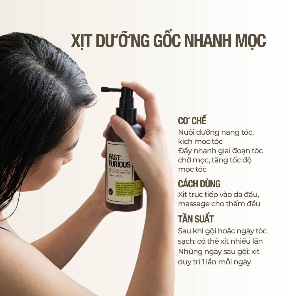 Xịt mọc tóc giảm rụng cải thiện mật độ tóc với Redensyl & Baicapil Fast & Furious™ Vyvyhaircare V 150ml