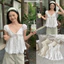 Áo babydoll nữ kiểu Linen tay phồng nơ ngực cổ v công chúa phong cách 130 a226