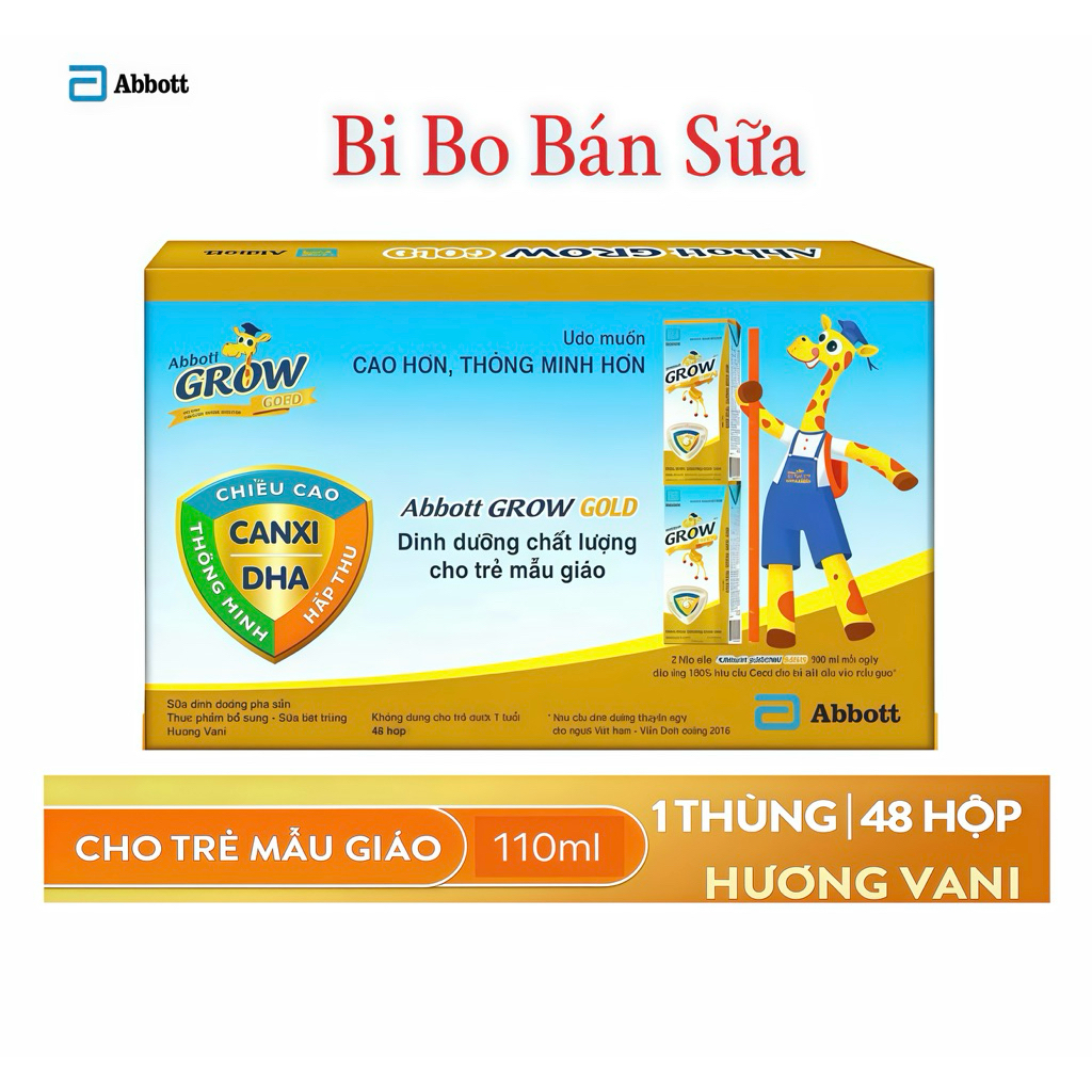 Thùng 48 Sữa Bột Pha Sẵn Abbott Grow Gold Hương Vani - 110ml