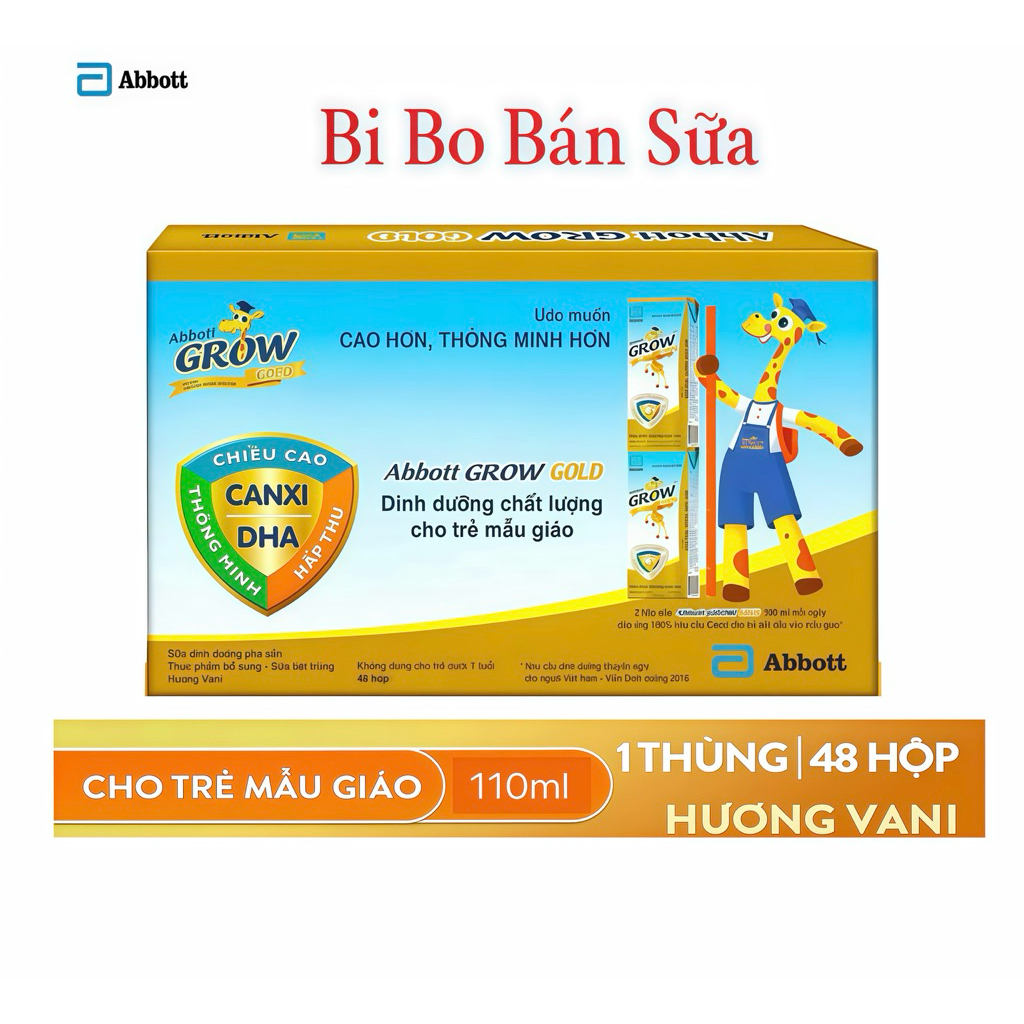 Thùng 48 Sữa Bột Pha Sẵn Abbott Grow Gold Hương Vani - 110ml