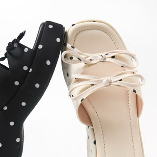 Dép Xuồng Bánh Mì Chấm Bi Quai Nơ Xinh Cao 5cm – Sandal Nữ Hot Trend Hè 2026, Êm Chân, Tôn Dáng, Đi Chơi Siêu Cute D4813