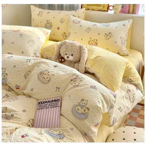 Bộ 4 món vỏ chăn ga và 2 vỏ gối đầu cotton lumicot vải mềm dày tay thoáng khí