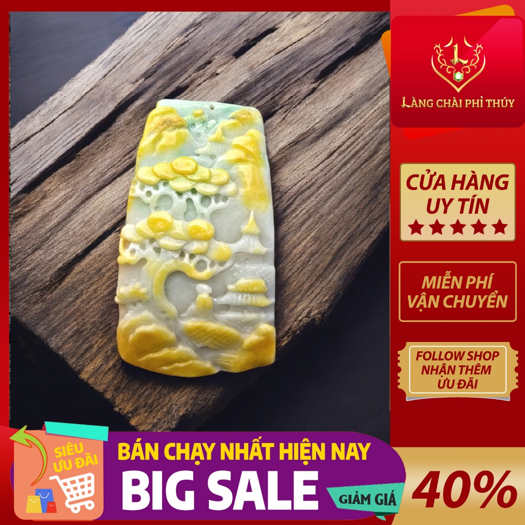 [Hàng Mới] Mặt dây chuyền ngọc Myanmar Type A - Sơn thủy bài Hoàng Phỉ