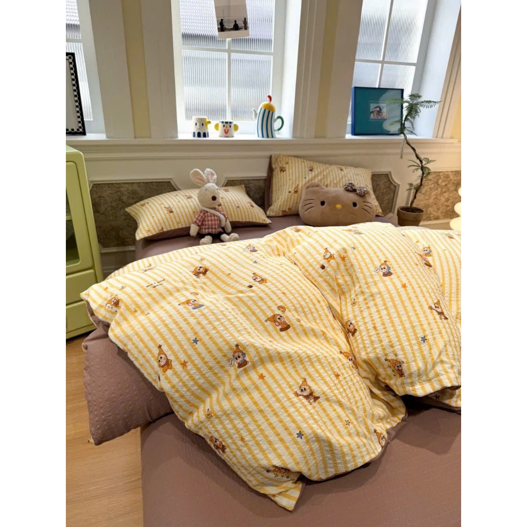 Bộ 4 món vỏ chăn ga gối cotton icy mềm mại thoáng mát dòng vải sử dụng mùa hè mát thoáng khí