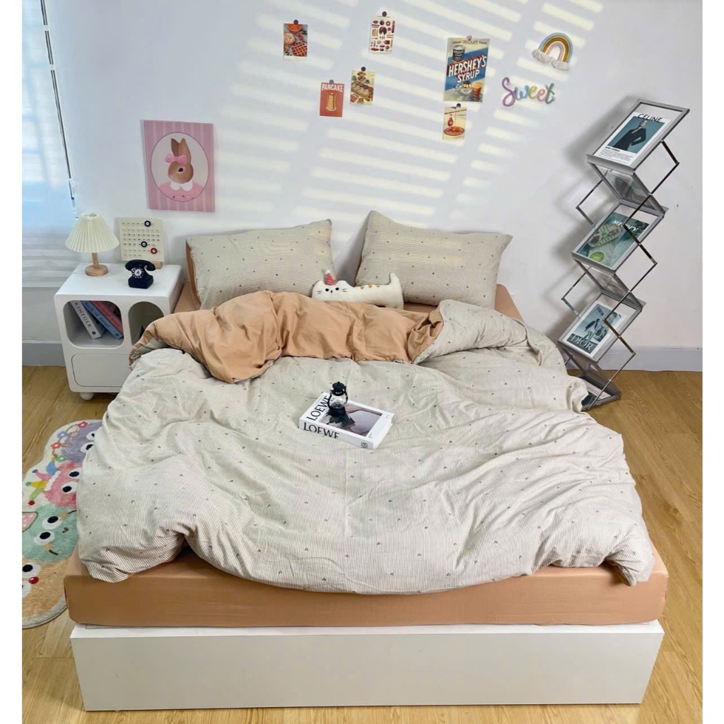 Bộ 4 món vỏ chăn ga gối cotton icy mềm mại thoáng mát dòng vải sử dụng mùa hè mát thoáng khí