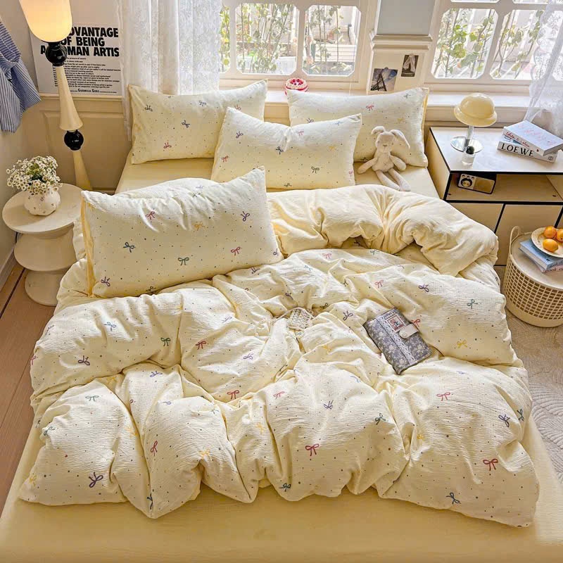 Bộ 4 món vỏ chăn ga gối cotton icy mềm mại thoáng mát dòng vải sử dụng mùa hè mát thoáng khí