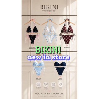 ( sẵn Mút)•CÓ SẴN HN• HỎA TỐC*Set Bikini Viền Xanh hau mảnh tam giác basic